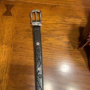 Brighton black belt with flower design